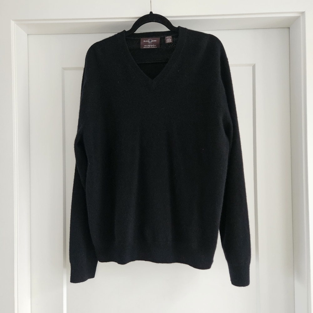 Black Brown 1826 100% Cashmere V Neck Sweater Size XL